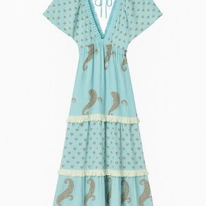 Elegant Blue Paisley Dress